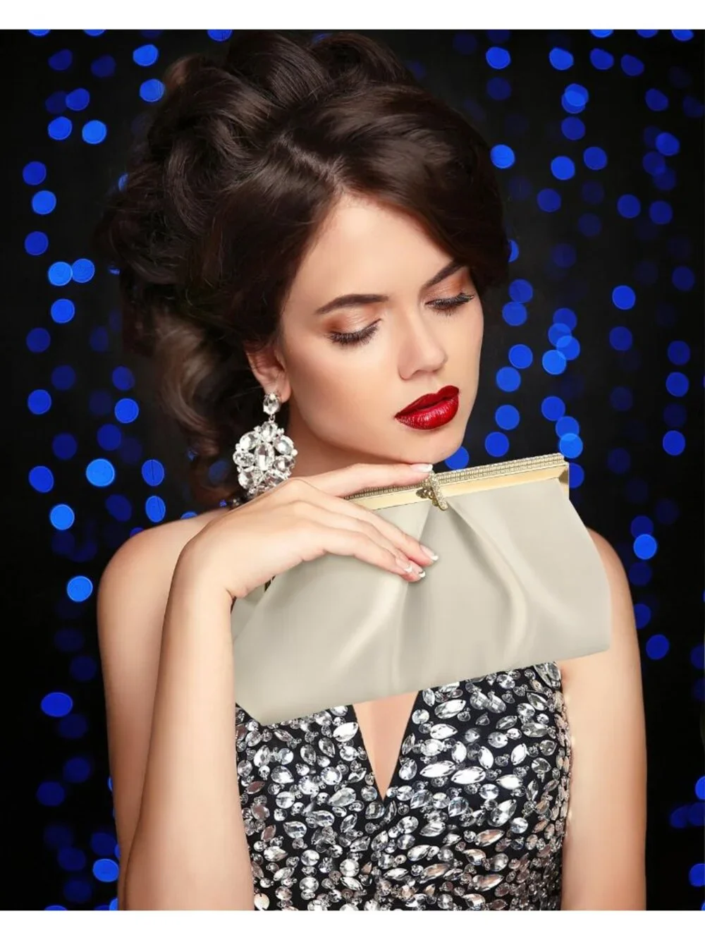 👜 Women's Nude PU Leather Formal Evening Bags Shoulder Party Cocktail Clutch